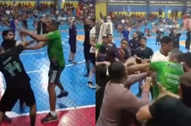 Vídeo mostra confusão generalizada durante partida de futsal em Eirunepé - (Foto: Reprodução/ Redes sociais)