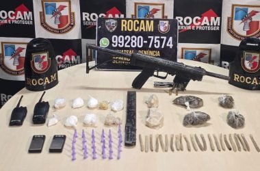 Rocam apreende submetralhadora caseira, drogas e rádios comunicadores na zona Sul de Manaus - (Foto: Reprodução/ Redes sociais)