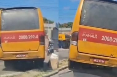 Motorista de 'Amarelinho' é flagrado fazendo ultrapassagem pelo canteiro central no Jorge Teixeira