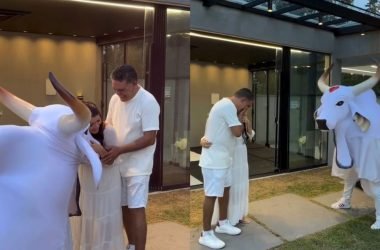 Casal faz chá revelação com o Boi Garantido e anuncia sexo do bebê - (Foto: Reprodução/Redes sociais)