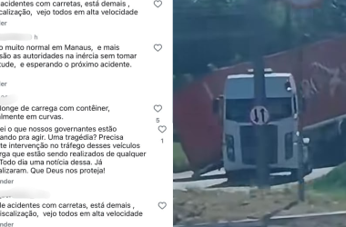 Carreta tomba no Distrito Industrial e revolta internautas por falta de fiscalizações