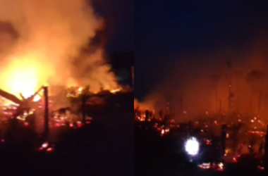 Há três dias fogo permanece atingindo vegetação em ramal - (Foto: Reprodução/Imagens enviadas ao Portal Rios de Notícias)