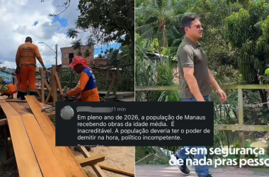 Vereador de Manaus entrega nova ponte de madeira e internautas criticam - (Foto: Reprodução/Redes Sociais)